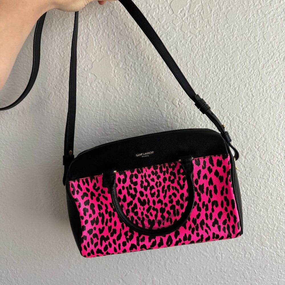 YSL Mini Duffle Bag in Pink Cheetah